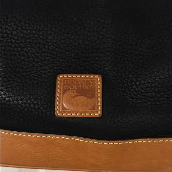 Dooney & Bourke Black and Tan Leather Hobo Bag - Picture 2 of 12